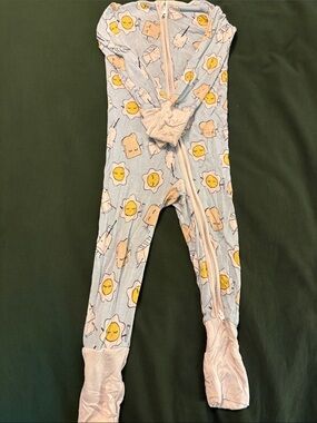 Little Sleepies Light Blue Footed One-Piece with Sunny Egg & Toast Print
